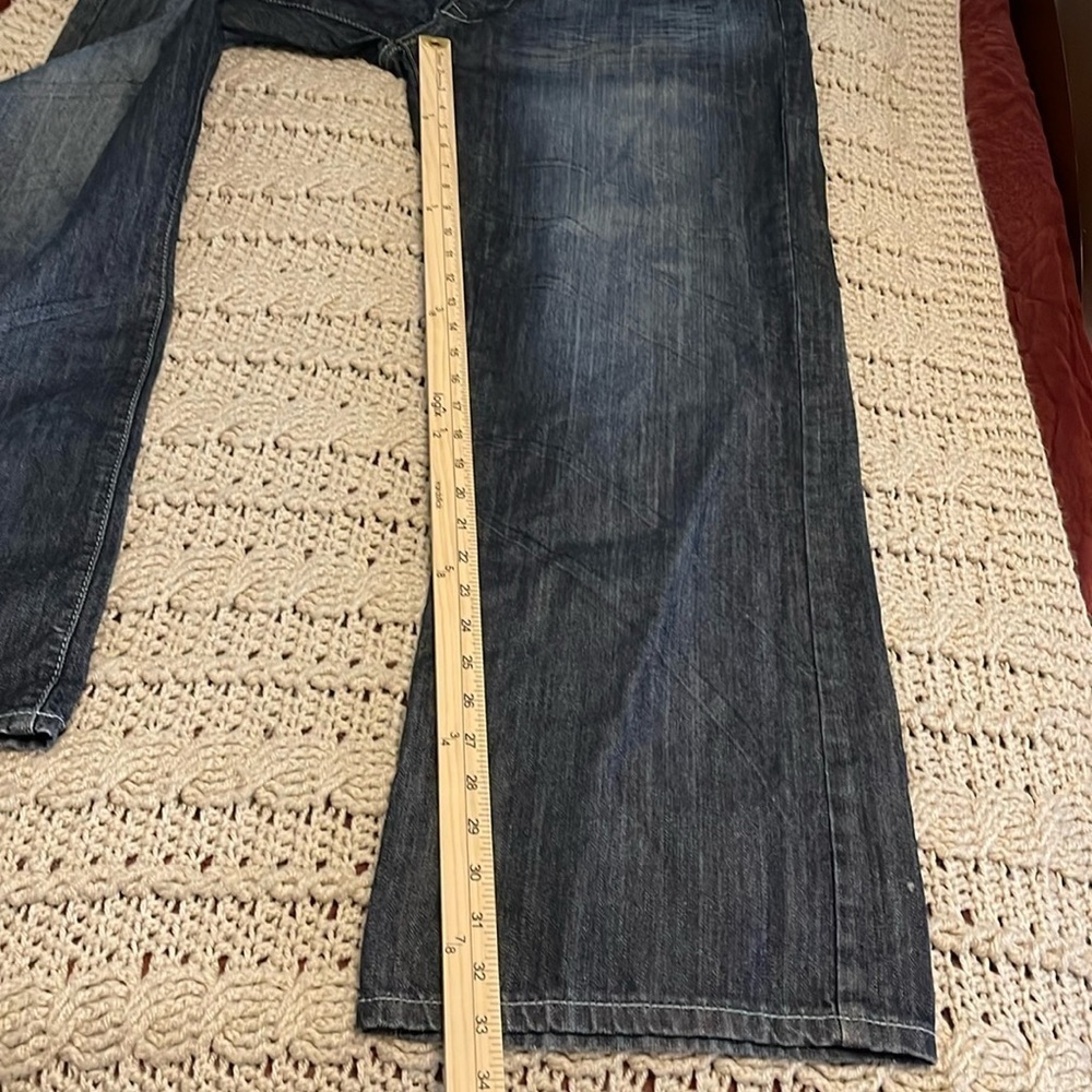 HELIX straight men 38/32‎ NWOT heavy whiskered denim snap pocket jeans, distress